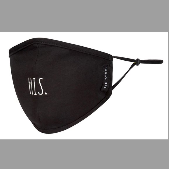 Rae Dunn Face Masks, His/Hers Design- Black, Set - Picture 2 of 4